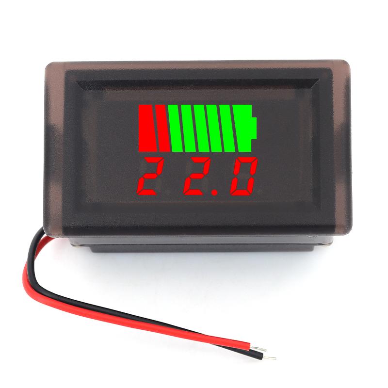 Stlxy voltmeter waterproof car battery level indicator 12V-72V lithium battery capacity meter tester red blue display tester
