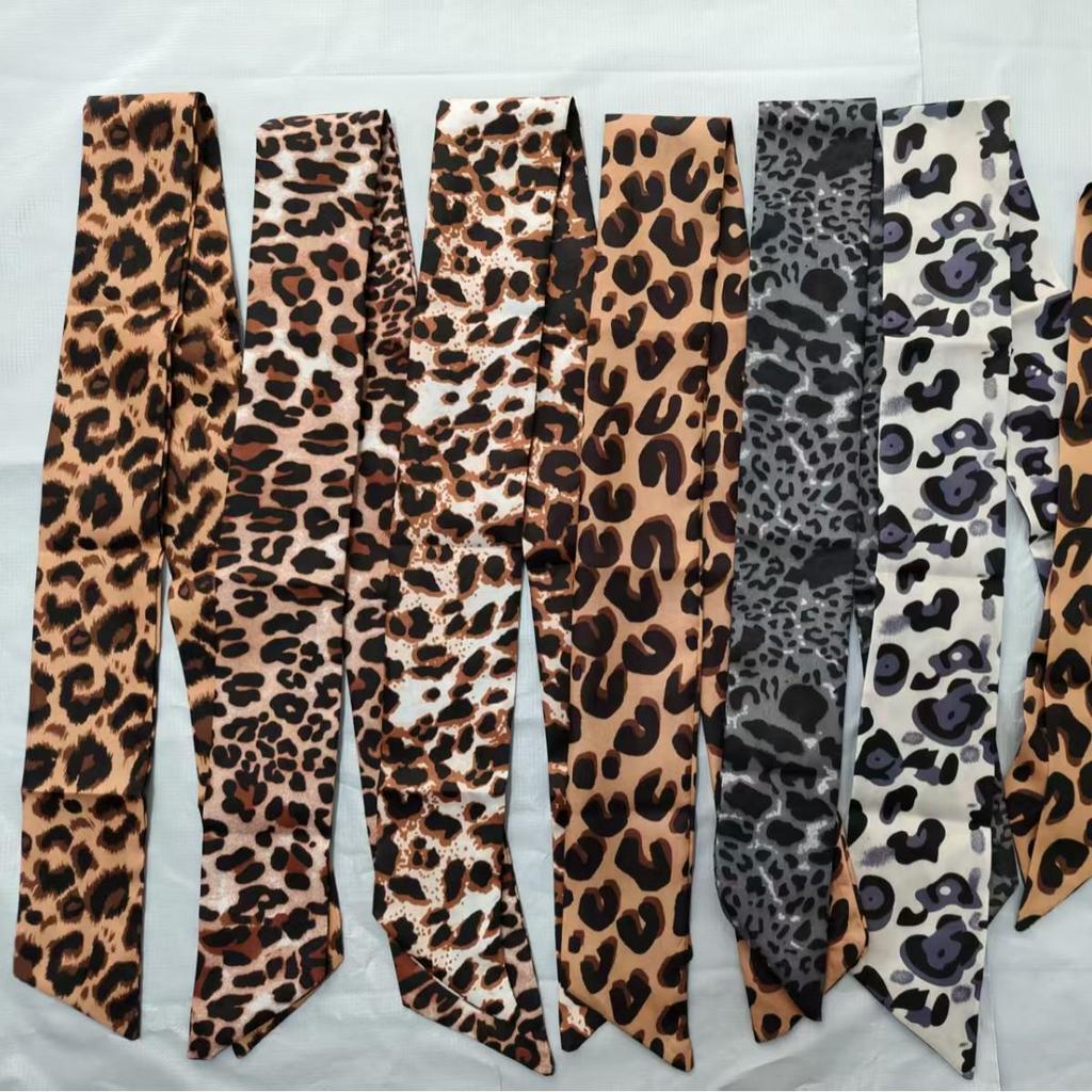 Leopard Print Silk Scarf: Versatile Hair Accessory & Neckerchief