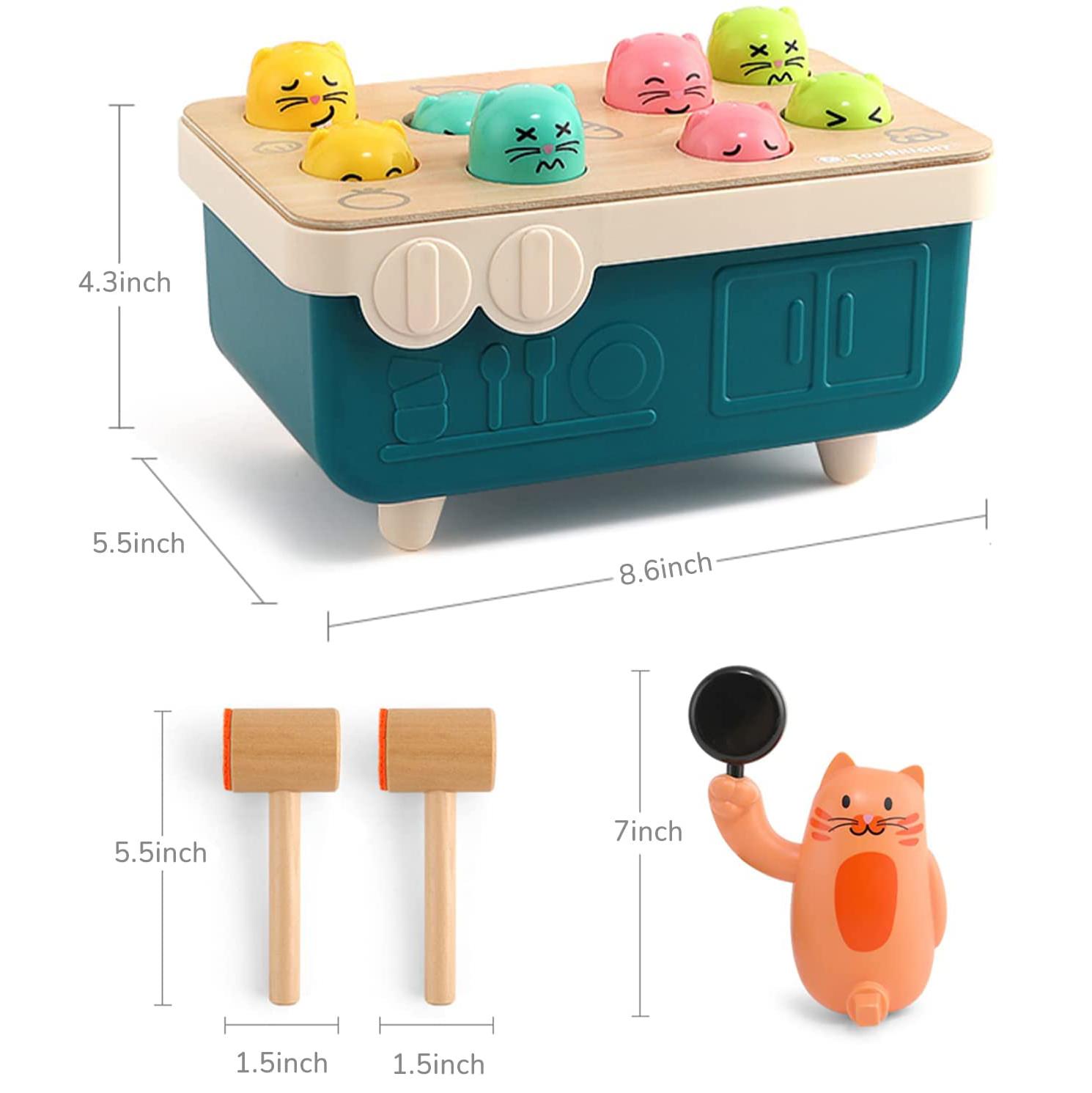 Jeu De Marteau Montessori - Banc à Frapper Coloré Pour Enfants - Développe Motricité Et Coordination - 18.5x18.5x7.5 Cm