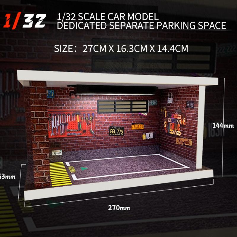 1/32 1/24 1/18 Scale Lighting Parking Lot Assembly Toy Diecast Alloy Model Car Garage DIY Scene Collection Display Toy Car Gift