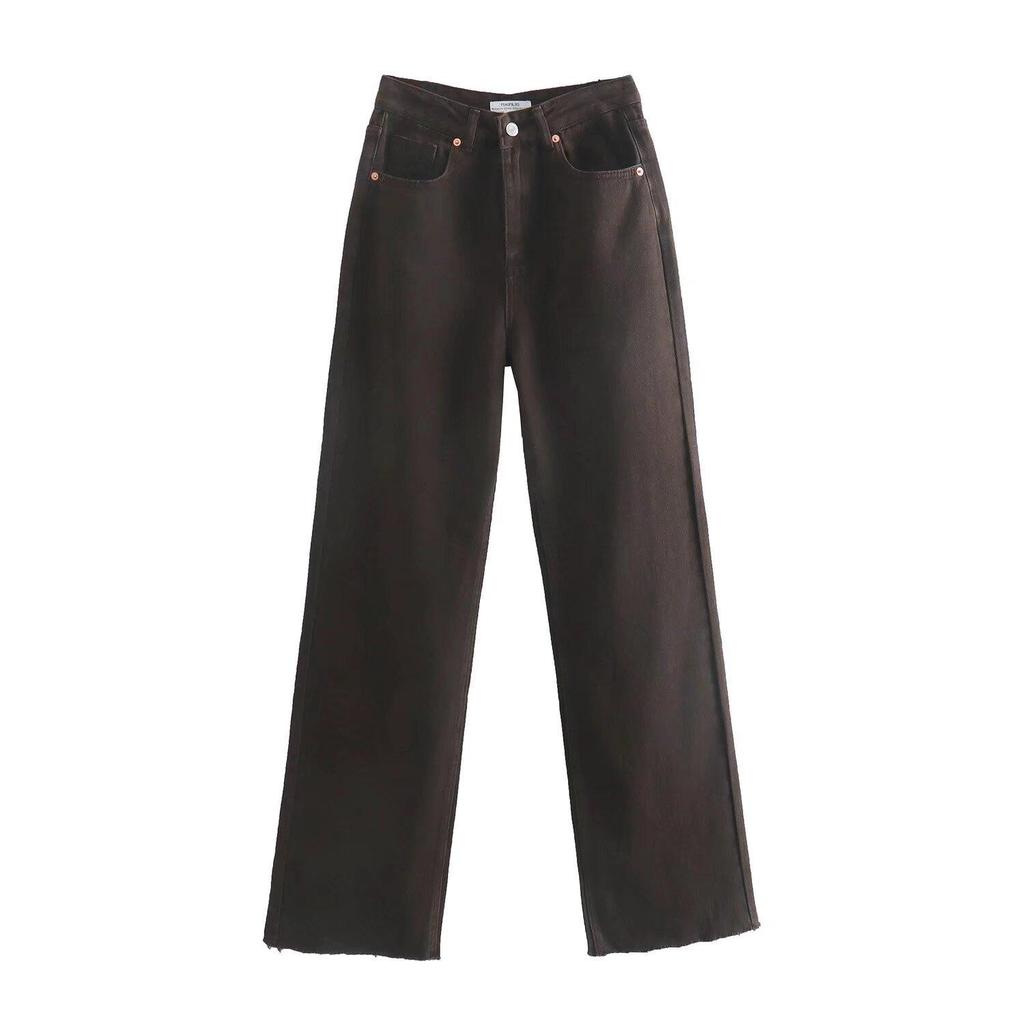 European & American French Design Women's High-Waisted Colored Straight-Leg Jeans - Versatile, Casual, Elegant
