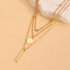 Boho Gold Color Multi-Layer Round Piece Long Necklace for Women Vintage Geometric Metal Round Bead Tassel Necklace Jewelry Gifts