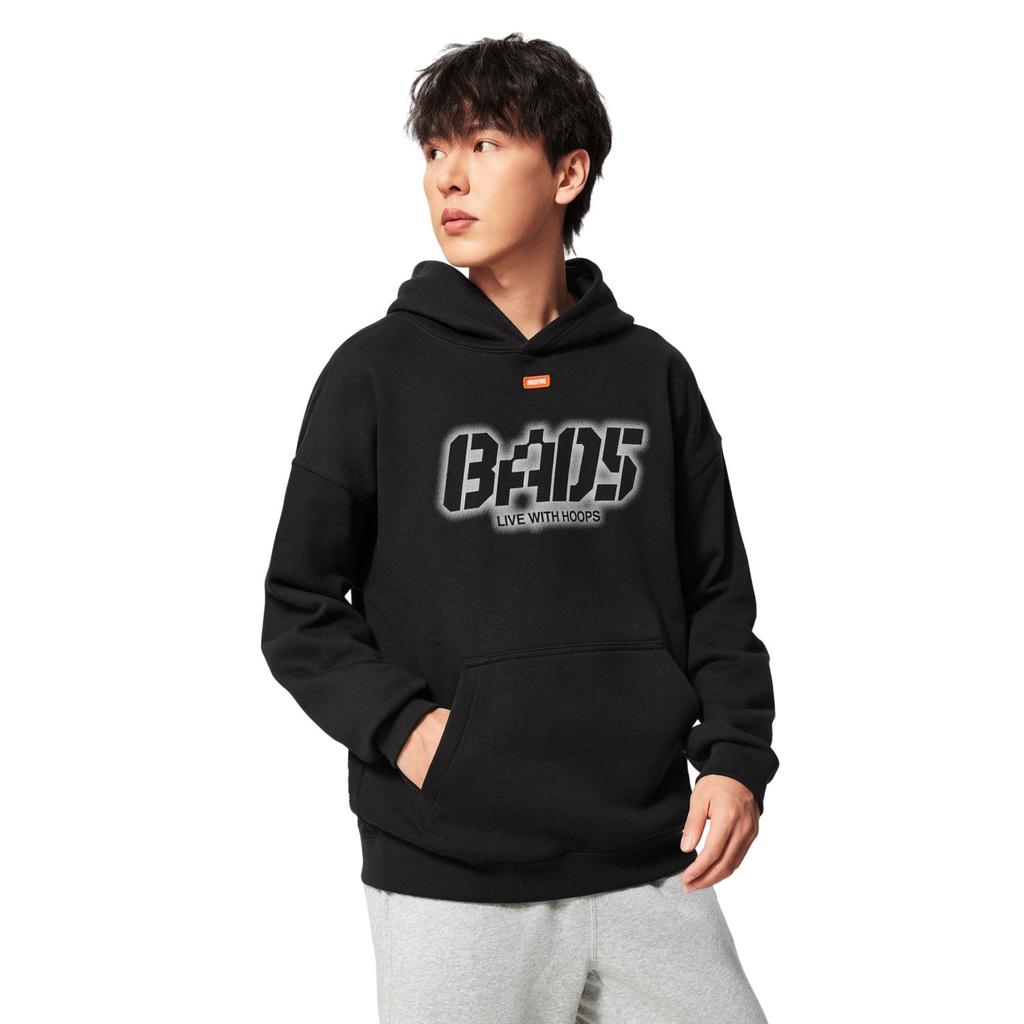 Li Ning BADFIVE Sweatshirts Men's Black Hooded Thickened Regular AWDV877-5