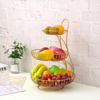 Household Light Luxury Metal Fruits Plate Tray Stand Two Three Layer Personality Creativity Iron Art Delicate Fruit Basket