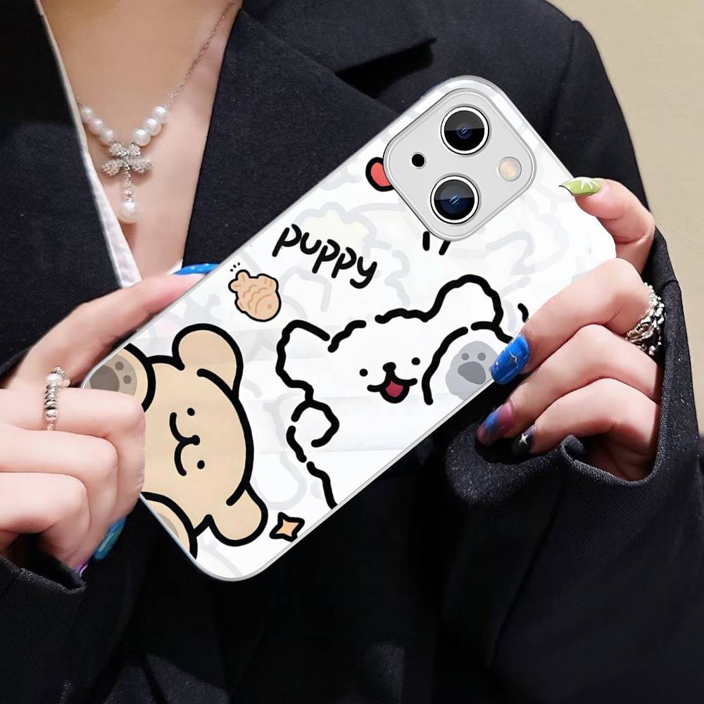 

Maltese Cute Line Puppy Dog For IPhone 14 13 12 Mini 11 Pro XS Max X XR 14 Plus Tempered Glass Cover iphone 11