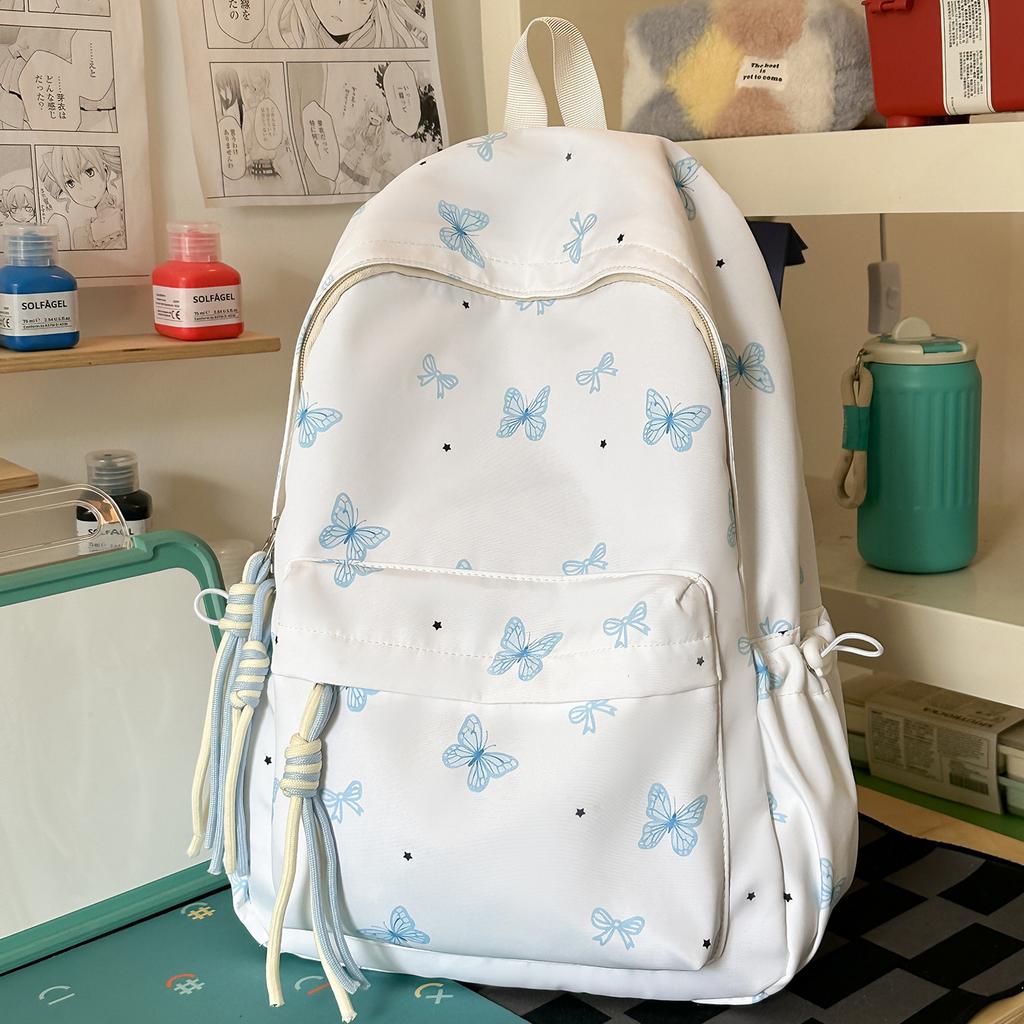 Schoolbag High Value Korean Version Ins Style Backpack Female Student Large Capacity Cute Cartoon Schoolbag Lightweight Simple Backpack