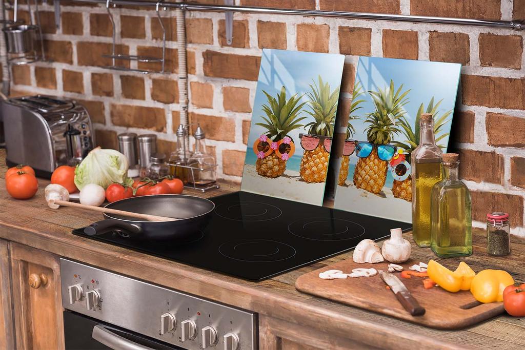 SZKLANA PŁYTA OCHRONNA DO KUCHNI 65x52 ANANAS