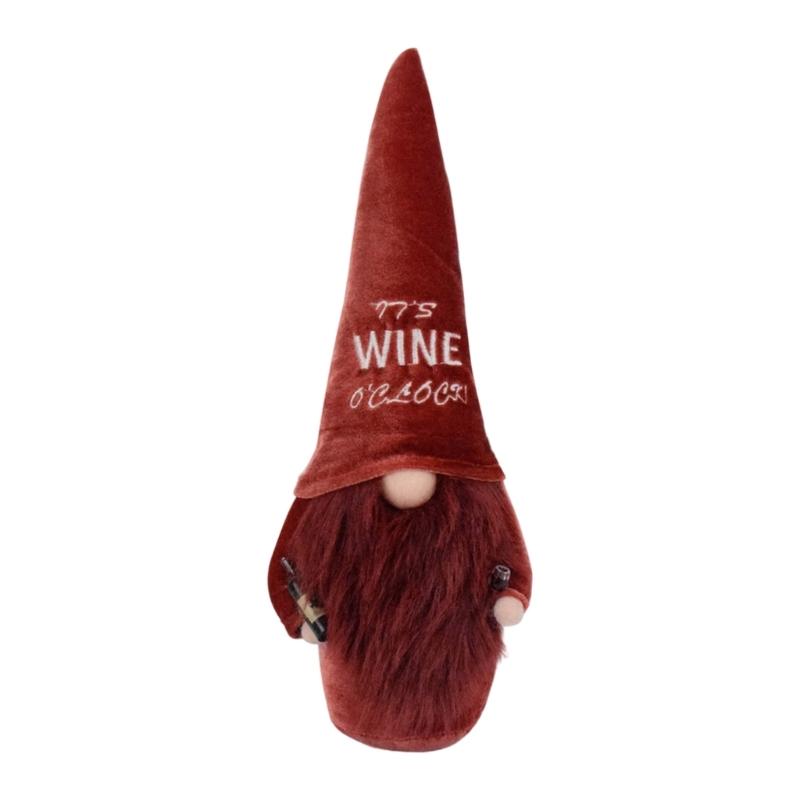 

Plush Dwarf Ornament Red Wine Elf Doll Christmas Tiered Tray Decoration for Living Room Bedroom Home Party Decoration 1