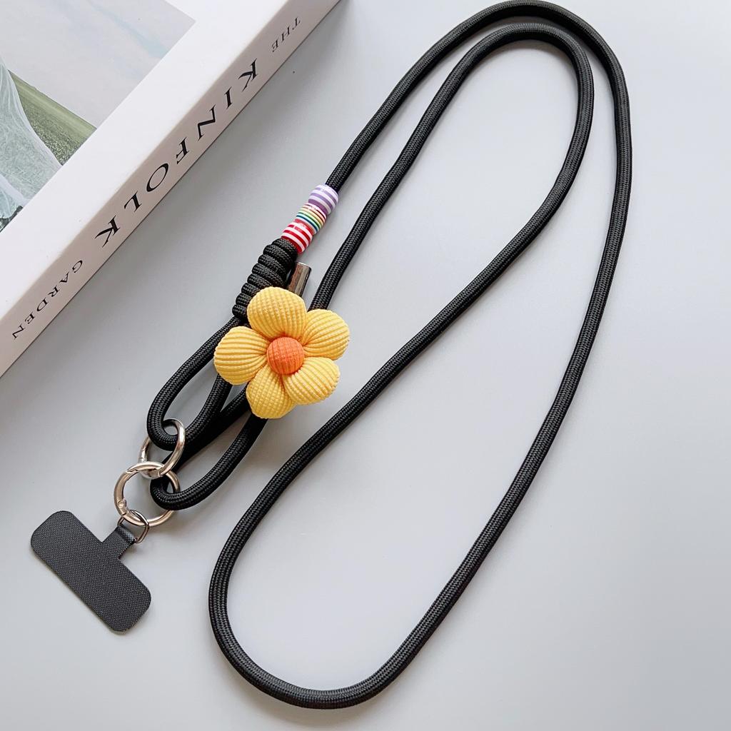 Fashionable Flower Double-Sided Adjustable Mobile Phone Universal Lanyard, Diagonal Long Lanyard Anti-Loss Hanging Piece