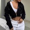 Women S Long Sleeve Hooded Zip Up Cropped Casual Sweatshirt Jacket