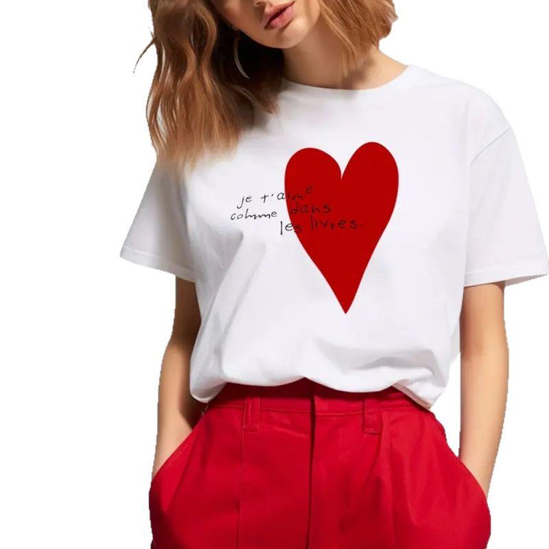 Western Style New Fashion Casual Loose Print round Neck Short sleeve T-shirt Top Printed T-shirt Top