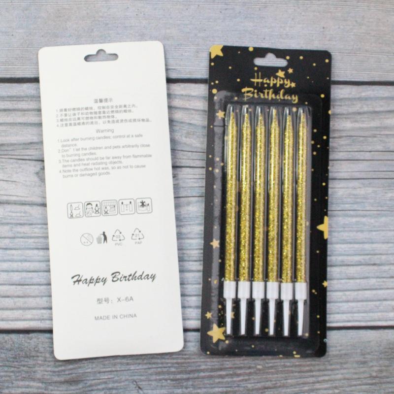 

New Sticky Powder Birthday Cake Candle Gold and Silver Sucking Card 6 Packs Romantic Party Party Decoration Candles X-6 Gold Silver Average Mixed