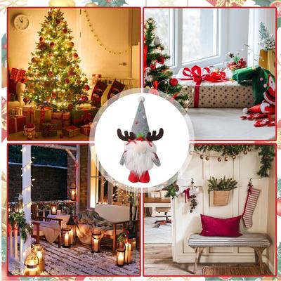Gnome Christmas Ornaments Christmas Figurines With Antlers Small Cute Holiday Figurine Ornament For Living Room Office Bedroom