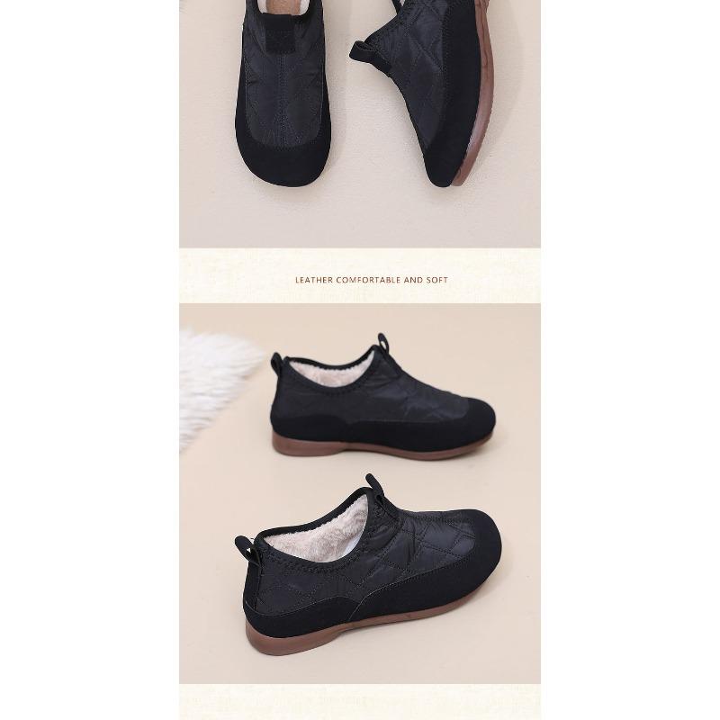 Women's Slip-On Loafers, Cozy Faux Fur Lined Winter Shoes with Soft Flexible Sole, Comfortable Memory Foam Casual Driving Shoes for Women