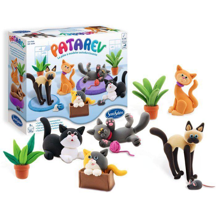 Pate à modeler autodurcissante - SENTOSPHERE - Patarev - Les Chats - Différentes Couleurs - 9 couleurs - Dès 7 ans