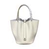 Spot wholesale top layer cowhide vegetable basket bag leather bucket bag commuter fashion lock buckle hand-held handbag woman
