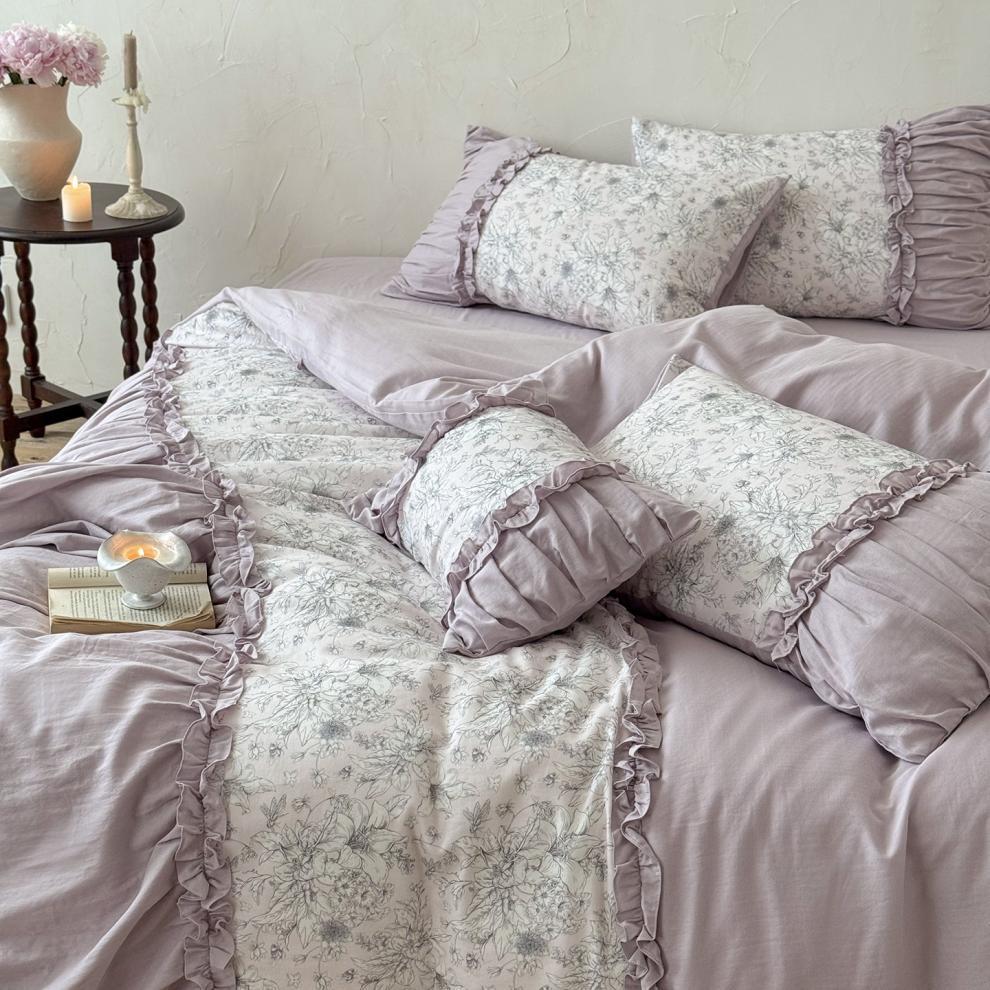 2026 Spring/Summer French Pure Cotton Double-Layer Gauze Lace Bedding Set