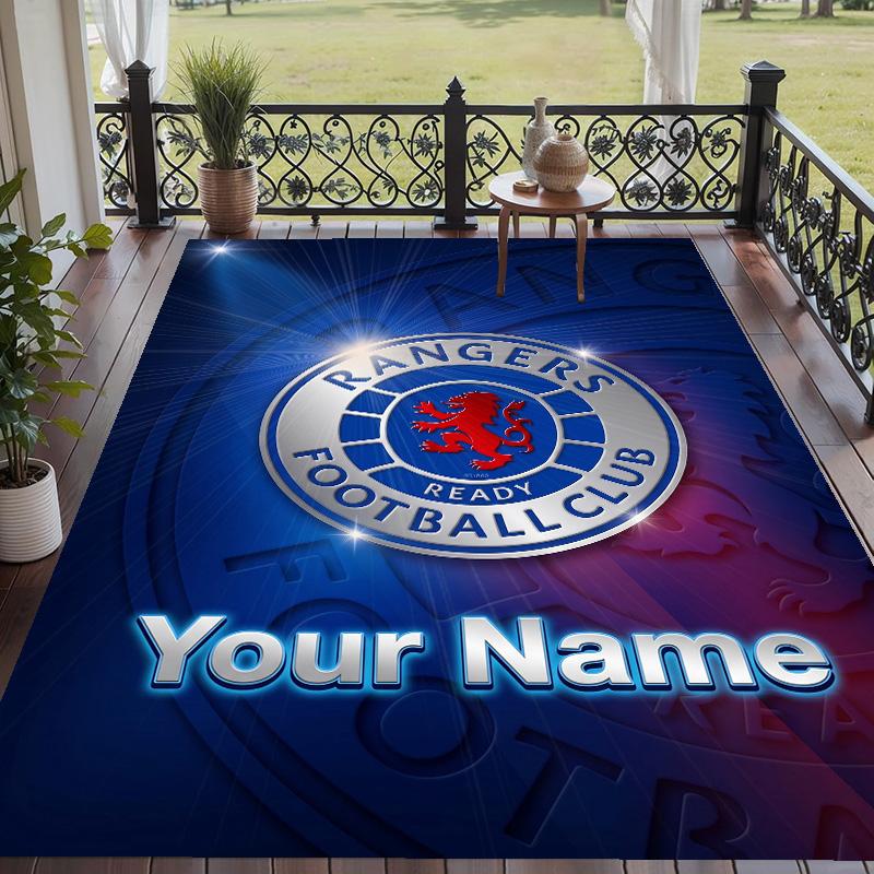 Custom Text Printed Rug Rangers FC Non Slip Floor Carpet For Home Room Decor