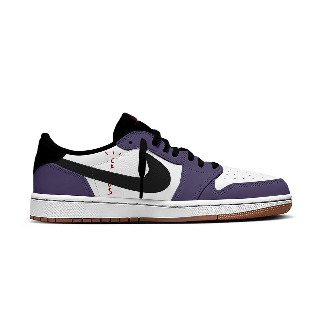 Jordan x Travis Scott Air Jordan 1 White & Purple Hook Slip Resistant Low top Vintage Basketball Shoes Women's DZ4137-700(Team2042-  .)