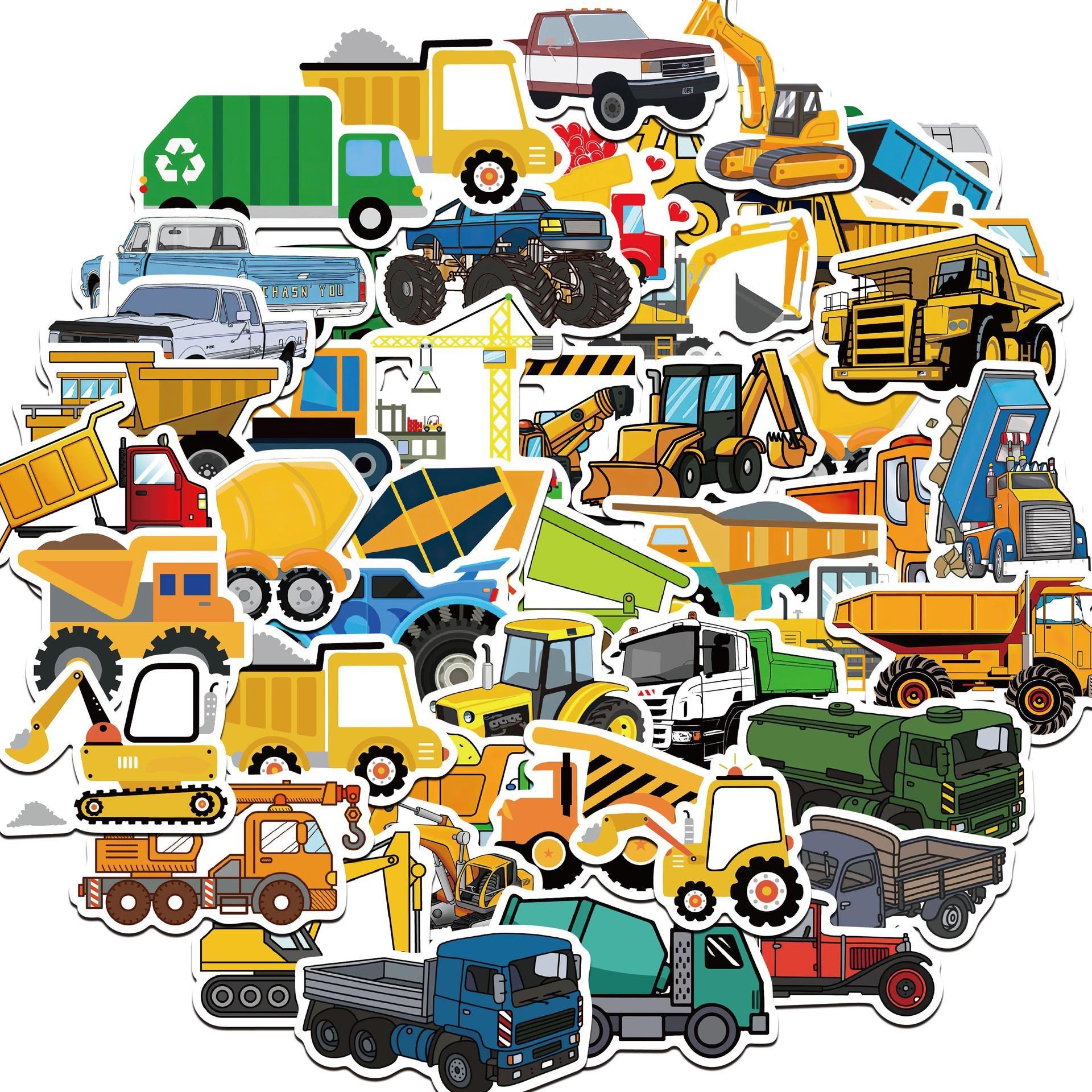 10/50Pcs Engineering Vehicle Stickers Engineering Car Graffiti Stickers for DIY Luggage Laptop Skateboard Motorcycle Bicycle Stickers 10PCS