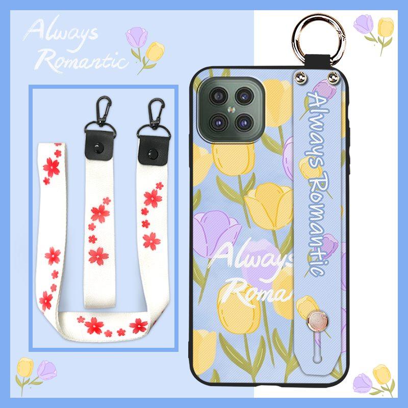 Shockproof Back Cover Phone Case For Cubot C30 Soft case Durable Flower Phone Holder Ring Wrist Strap Dirt-resistant