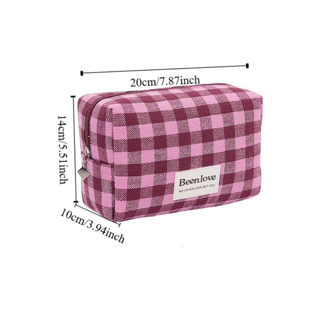 Large Capacity Makeup Pouch Lattice Travel Wash Bag Simple Plaid Cosmetic Bag Women/men
