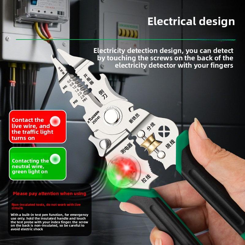 10 IN 1 Multifunctional Wire Stripper with Electricity Measurement Plier for Cutting Pulling Wires Cable Electrician Scissors