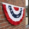 Half-Round Fan Banner Ruffled Patriotic Star Pattern for Porch, Fence