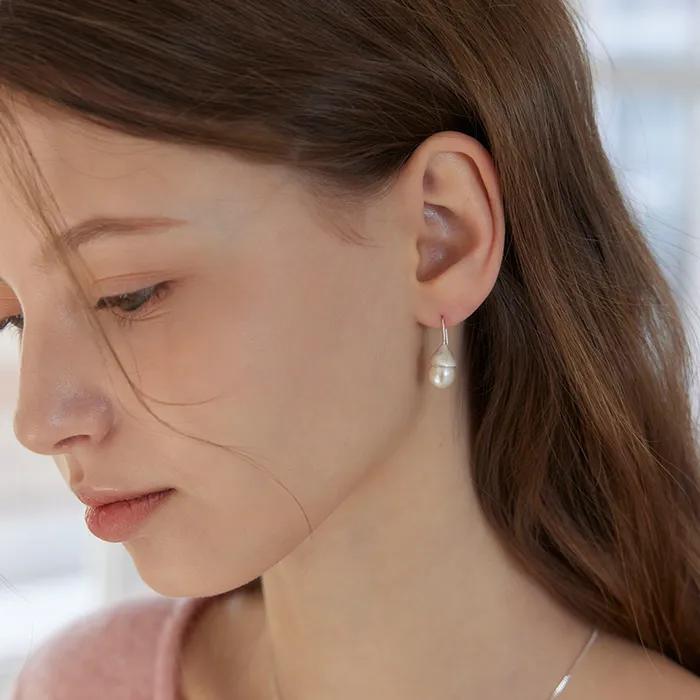 [925silver]Lamp pearl hook earrings