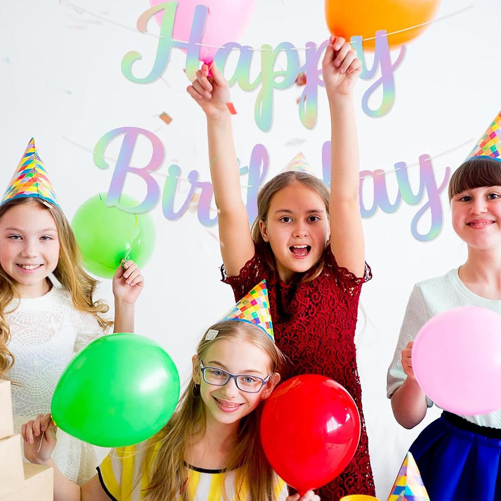 Happy Birthday Banner Pre-strung No DIY Glitter Birthday Party Banner Sign Wall Decor Door Banners for Men Women Boys Girls Party Backdrop