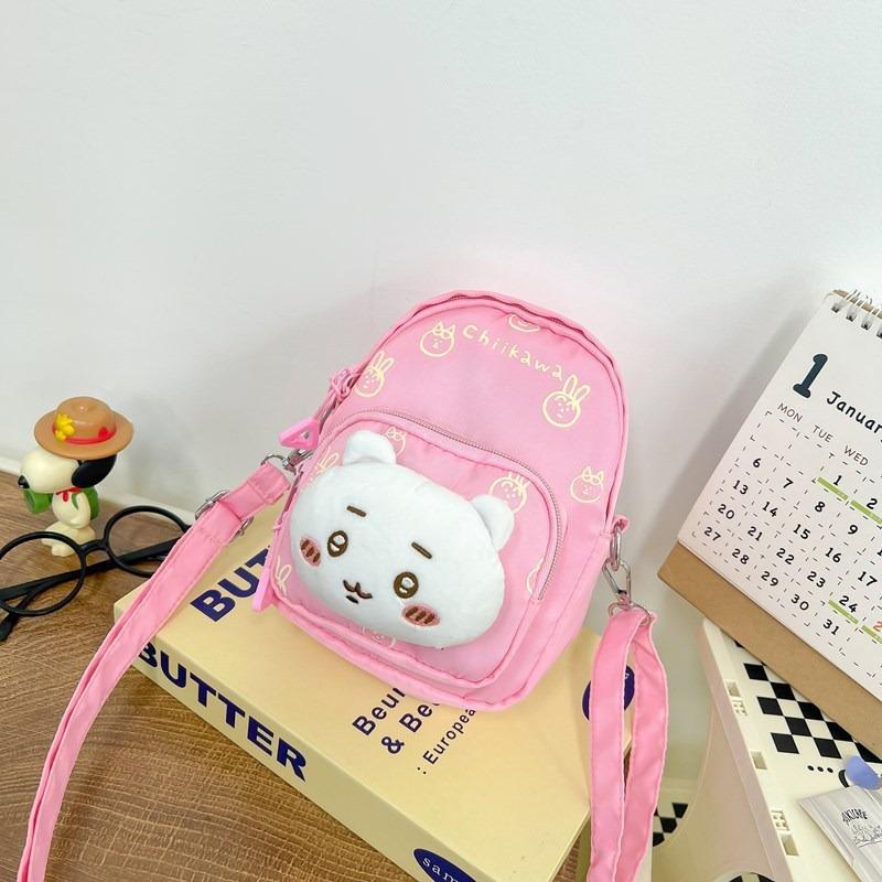 New Cute Cartoon Jiyi Bear Doll Canvas Small Square Bag with Sweet Personality Out of the Street Single Shoulder Crossbody Backpack Female