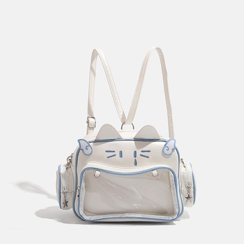 

Ladies Backpacks Y2K Carto Cat Print Japanese Kawaii Sweet Schoolbags High-capacity Adjustable Single Shoulder Crossbody Bags