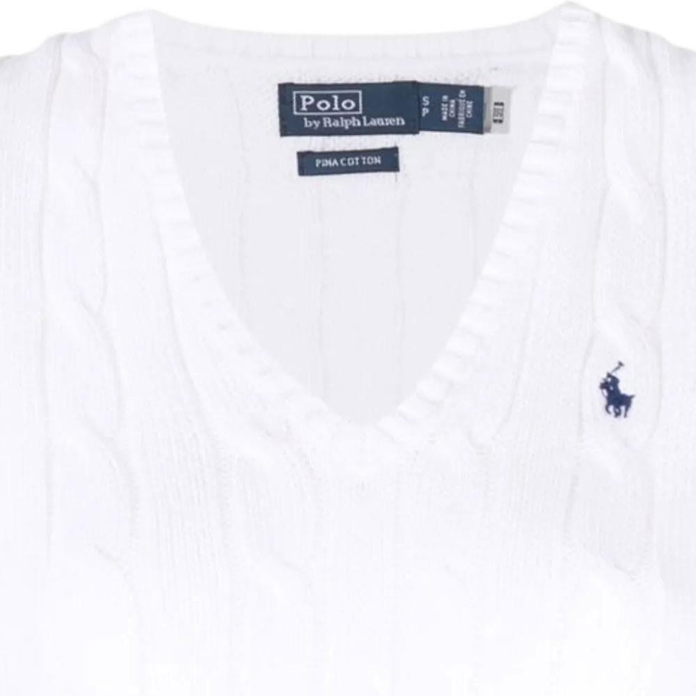 Polo Ralph Lauren Solid V-Neck Long Sleeve Sweater Women sweaters White 211891641-001
