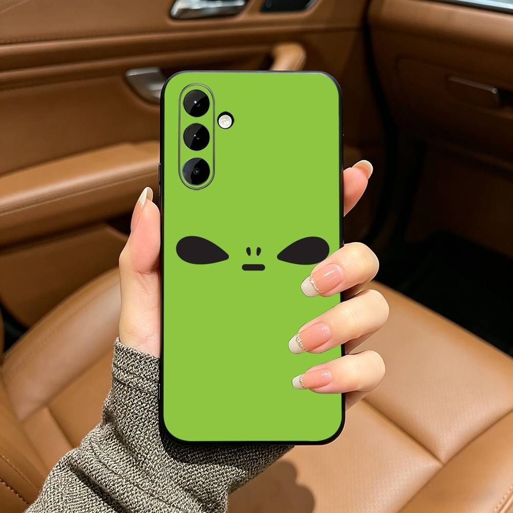 Cute Cartoon Alien Soft Silicone phone Case for Samsung Galaxy A73/A71/A72/A70/A53/A52/A51 - Black