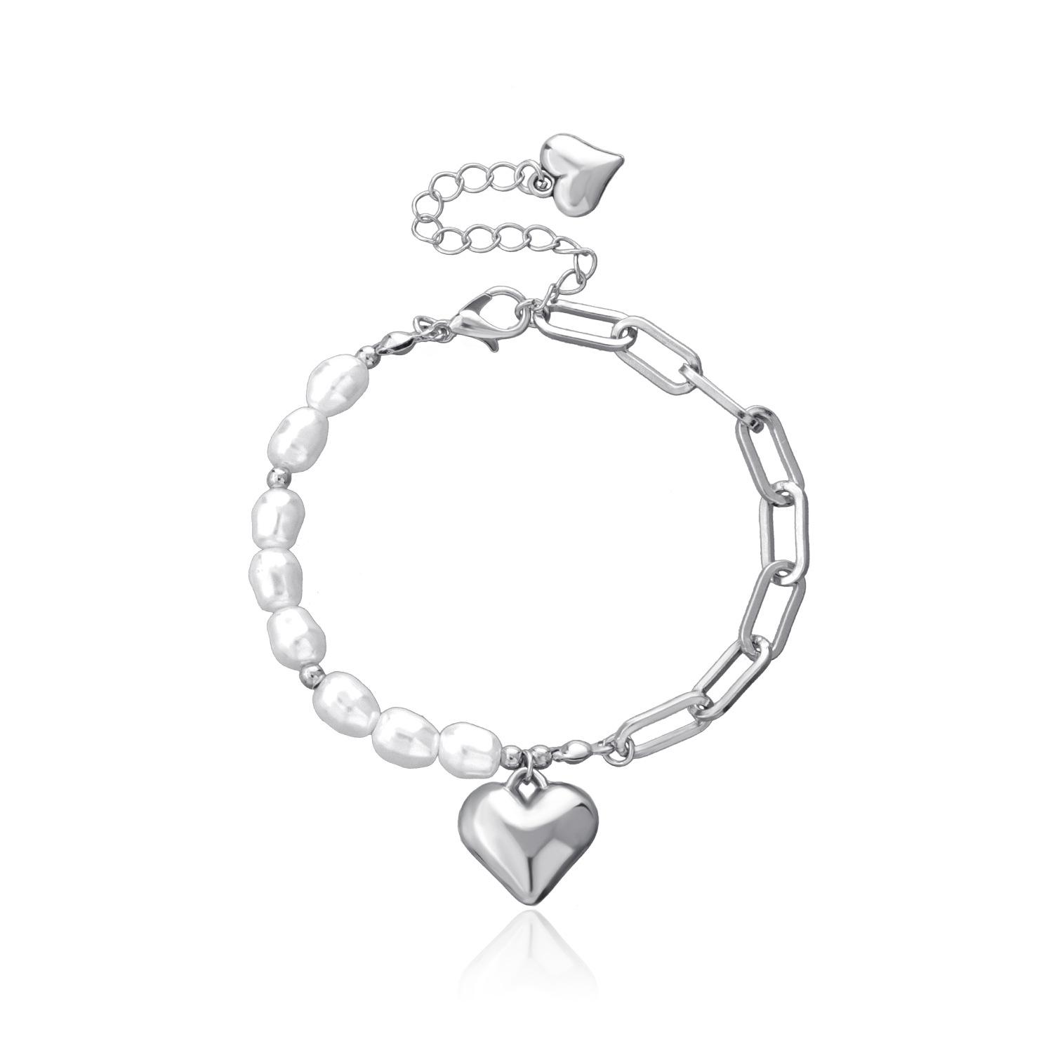 

Accessories, fashionable three-dimensional peach heart pendant bracelet, temperament AB pearl small hole chain jewelry