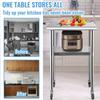 Stainless Steel Prep Table, 24 x 24 x 36 Inch, 600lbs Load Capacity Heavy Duty Metal Worktable with Adjustable Undershelf & Universal Wheels,
