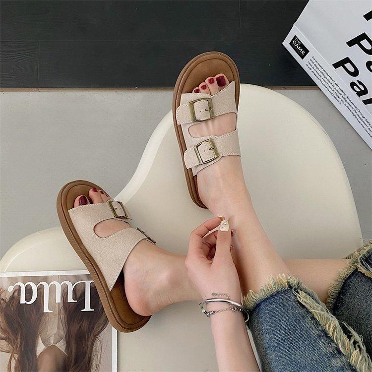 Flat bottom women's word summer wear half slippers new beach shoes fishing lazy shoes casual cool slippers