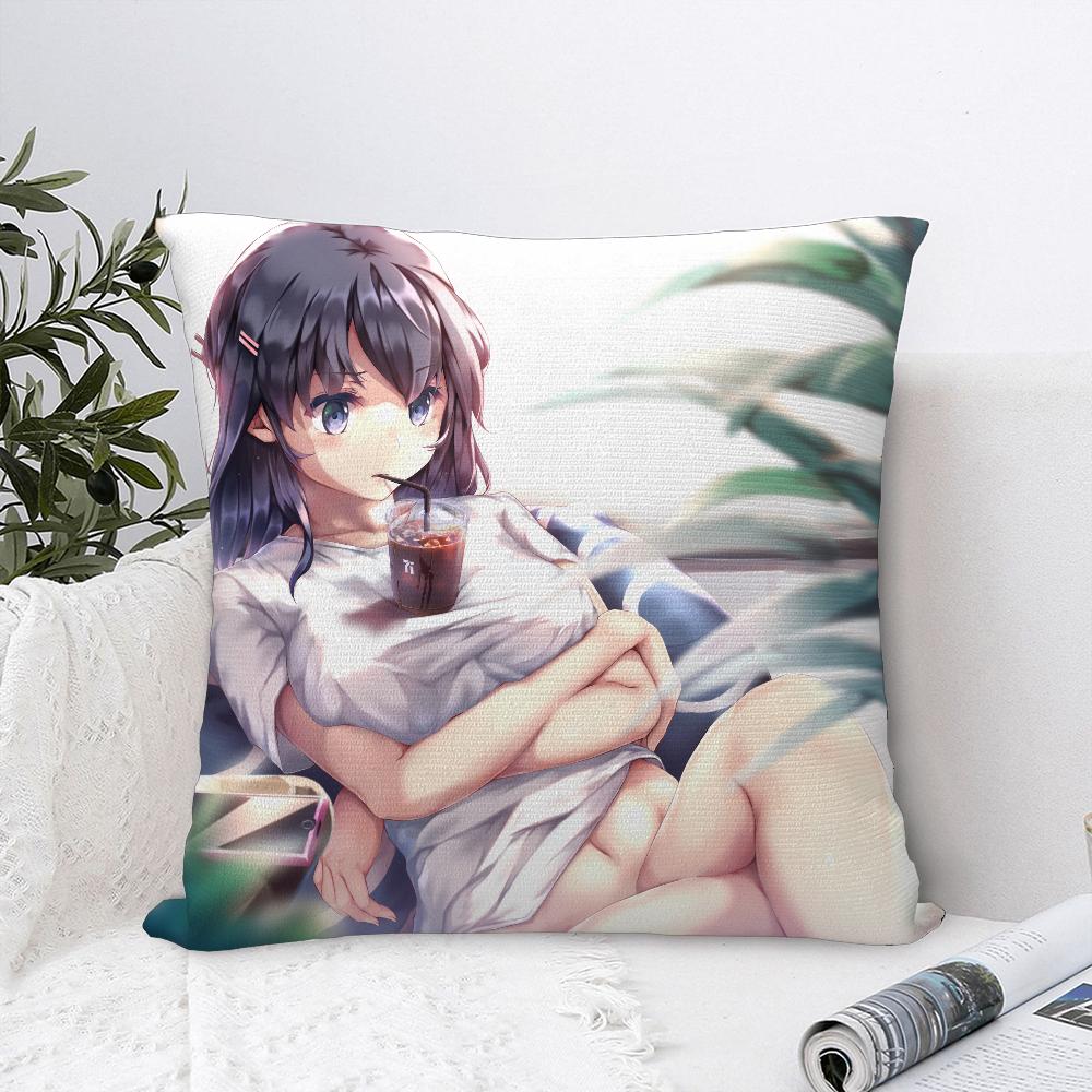 Mai S-Sakurajima Anime Pillow Case Sofa Decorative Home Double-sided Print Plush Square Throw Pillow Covers Cushion Decor Cover