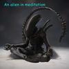 1 Piece of Black Alien Figurine in Meditation, 3D Printed with Creative Design to Create a Personalized Atmosphere, 
