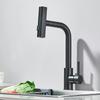 Gunmetal Grey Pull-out Kitchen Sink Faucet, Water Flow Spout, Stainless Steel, Hot and Cold Water Mixer, Deck Mounted Faucet