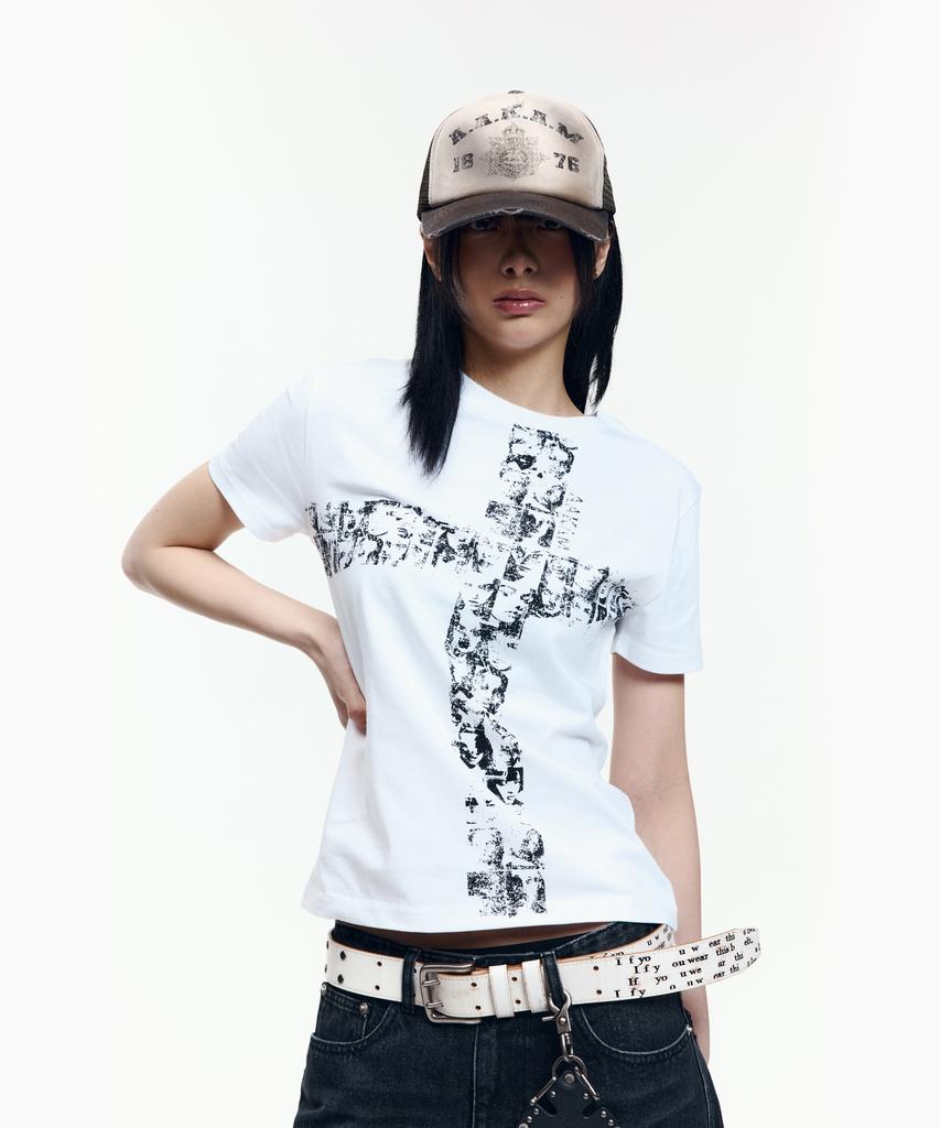 AAKAM Mosaic Cross Half Top (White)
