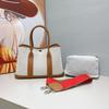 2024 Large Capacity Canvas and Cowhide Tote Bag for Women