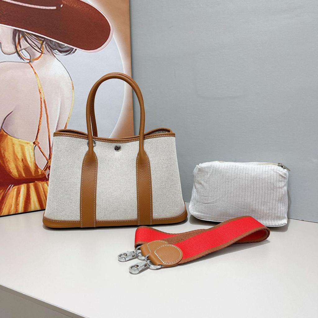 2024 Large Capacity Canvas and Cowhide Tote Bag for Women