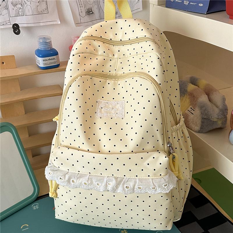 College-Stil Wellenpunkt Student Schulrucksack Damen Spitze Rucksack