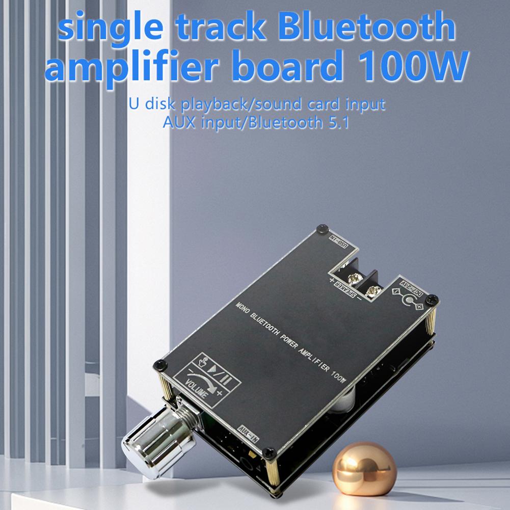 ZK-1001B Mono 100W BT Audio Power Amplifier Module Bluetooth-Compatible 5.1 AUX TPA3116D2 Amplifier Board DC7V-24V with TWS Mode