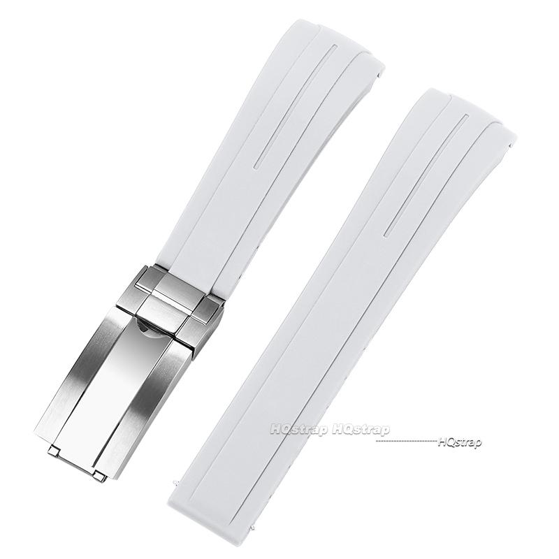 20mm Rubber Watch Strap for Rolex for Water Ghost Curved End Waterproof Wrist Band Metal Folding Buckle Diver Silicone Bracelet