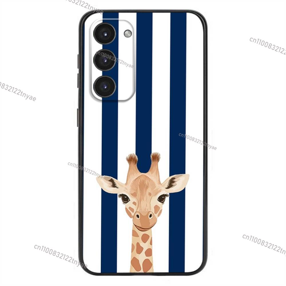 Striped Background Giraffe Phone Case For Samsung Galaxy A20,21s,22,31,32,52,53,72,73,80,91 Soft Liquid Silicone Black Cover