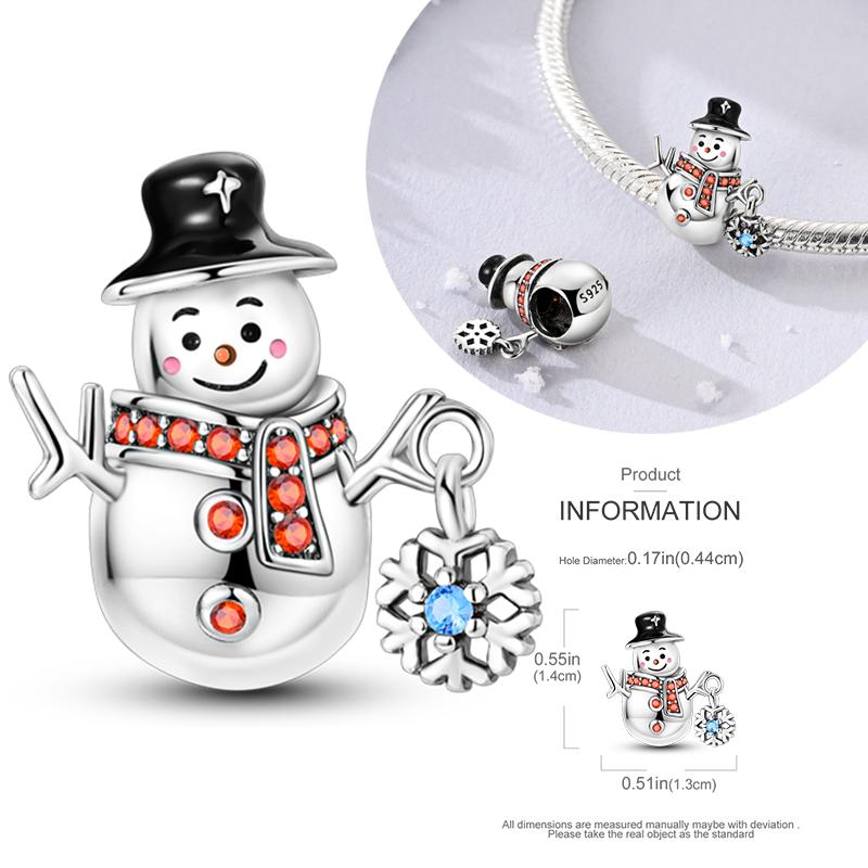 Copper Charms Winter Series Beads Snowman Penguin Pendant Fit Women Original Bracelet Christmas Diy Jewelry Dangle