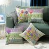 Spring New Pillow Printed Pillow Linen Sofa Letter Plant Flower Cushion Cover