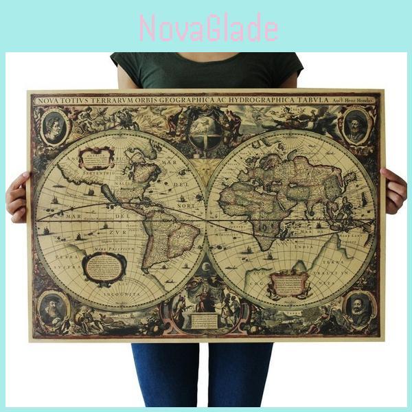 Vintage Globe Dedc Old World Map Matte Brown Paper Poster Home Decor Wall